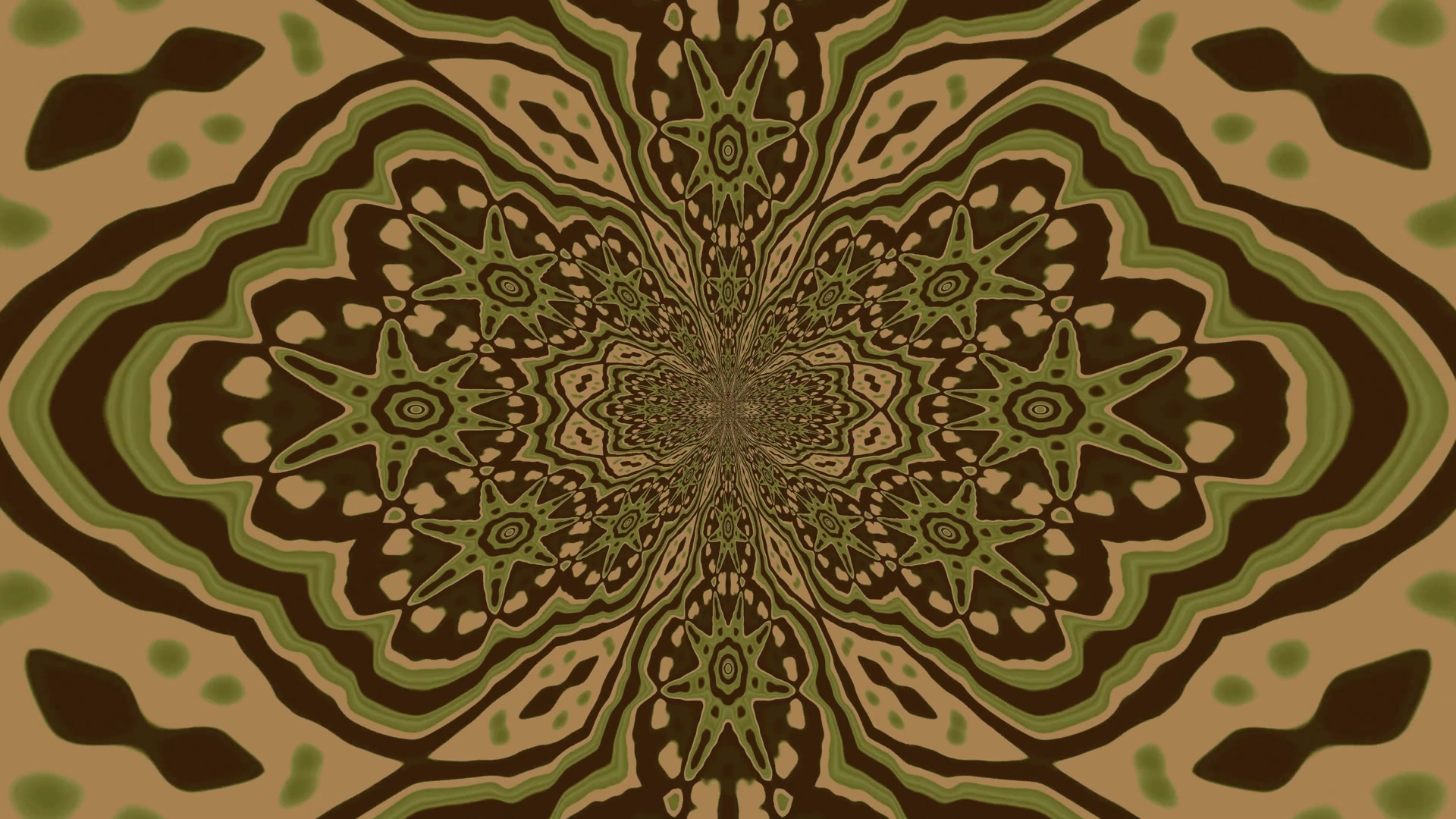 Green Brown Kaleidoscope Neon Tunnel 4K UHD 60fps Screensaver PC
