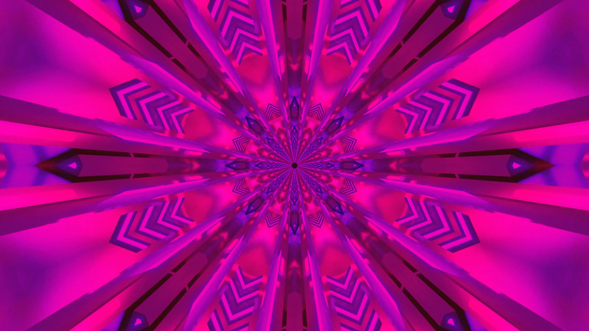 Neon Tunnel Pink Purple Kaleidoscope 4k uhd 60fps screensaver Vj loop