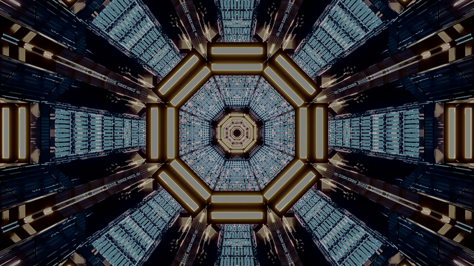 Neon Tunnel Screensaver 4K UHD 60fps Gold Octagon VJ Loop PC