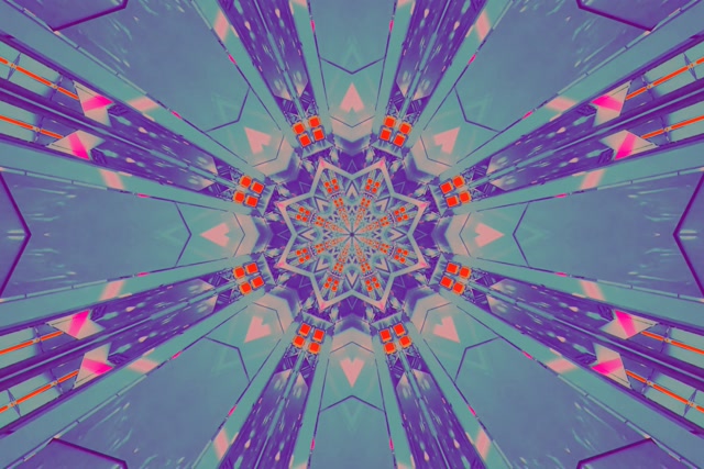 Neon Tunnel Kaleidoscope Star Burst VJ Loop 3:2 Surface 60fps Screensaver