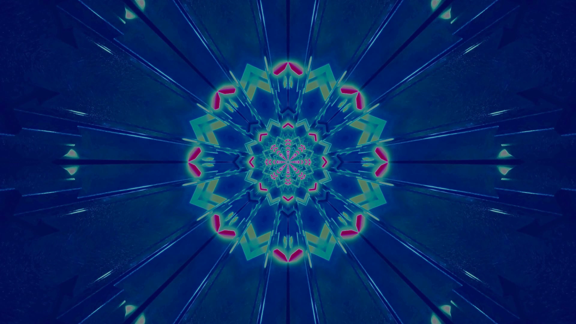 Neon Tunnel Blue Mandala Skermbeveiliging 4K UHD 60fps VJ Loop