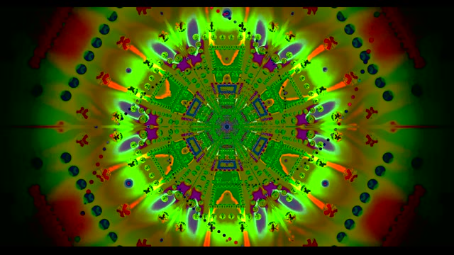 Lewendige Psigedeliese Kaleidoskoop Lus - Groen Pers Mandala Beweging Agtergrond