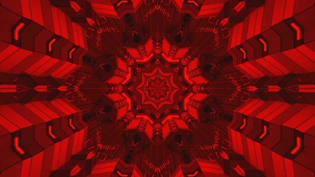 Rooi Geometriese Kaleidoskoop VJLoops - Abstrakte Simmetriese Beweging Agtergrond