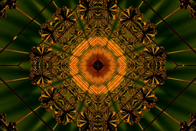 Neon Tonnel Goud Groen Fraktaal Skermbewaarder 3:2 Surface 60fps VJ Loop