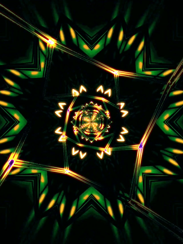 Neon Tunnel Kaleidoscope Star Burst VJ Loop 3:4 iPad Portrait 60fps Screensaver