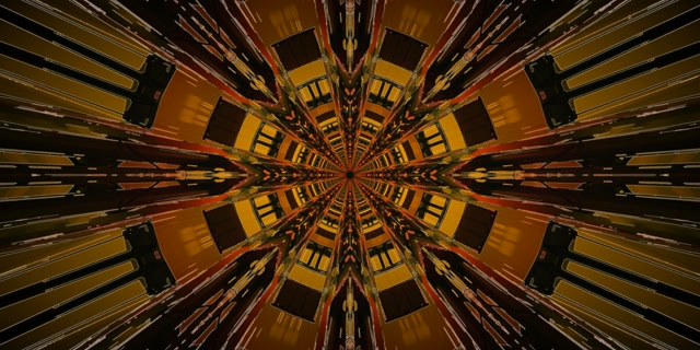 Neon Tunnel Golden Kaleidoscope Star Burst VJ Loop 2:1 Univisium 60fps Screensaver