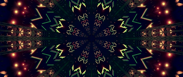 Neon Tonnel Kaleidoskoop Skermbeveiliging 60fps 2.39:1 Vj Loop Groen