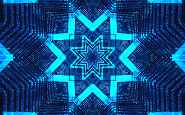 Blou Neon Tonnel Ster Patroon 16:10 Macbook Skermbespaarder 60fps VJLoops Beweging Agtergrond