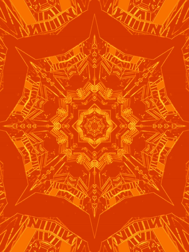 Neon Tonnel Oranje Mandala Ster VJ Loop 3:4 iPad Portret 60fps Skermbeskermer