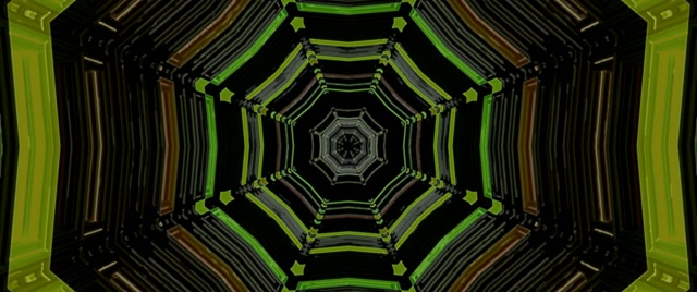 Neon Tunnel Octagonal Vortex Loop 2.39:1 Cinemascope 60fps VJ Screensaver