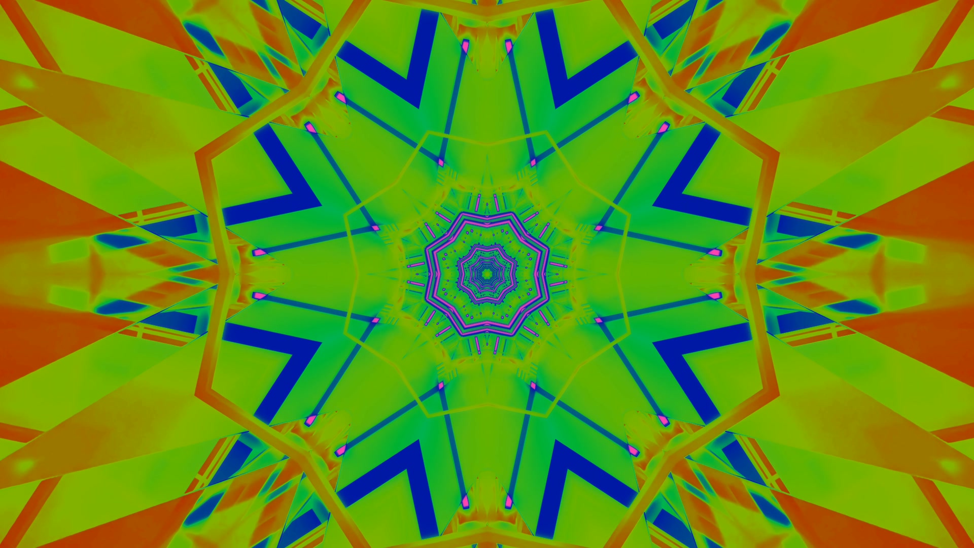 Neon Tonnel Kaleidoskoop Groen skermbeskermer pc Vj loop 4K UHD 60fps