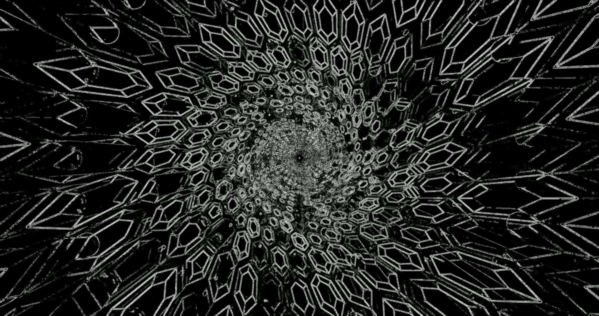 neon tonnel seshoek geometriese skermbespaarder windows 11 VJLoops 4K UHD 60fps