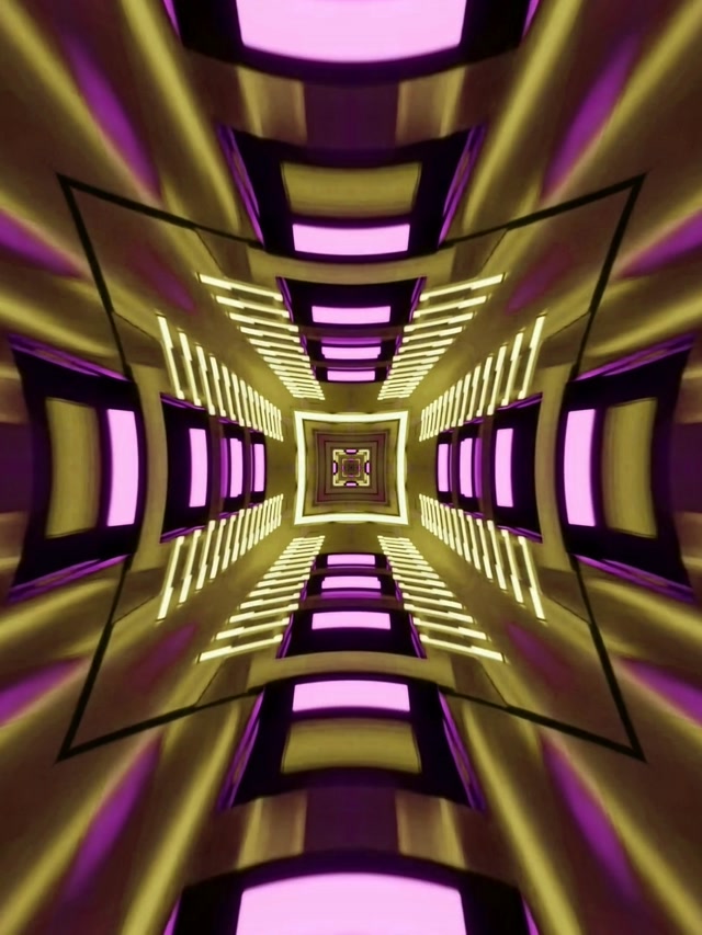 Neon Tonnel VJLoops Goud Pers Kaleidoskoop 3:4 iPad Portret 60fps Skermbeskermer