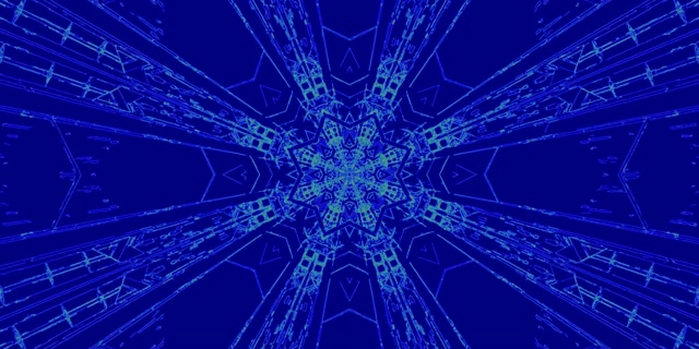 Blou Neon Tonnel Sneeuflok skermbeskermer 2:1 univisium 60fps VJ loop