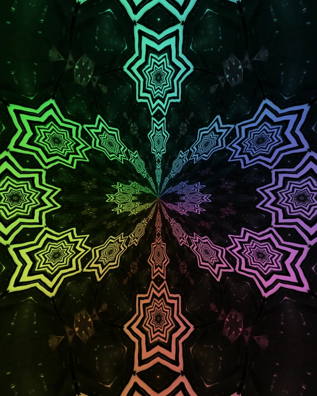Neon Tonnel Reënboog Ster Mandala Vj Loop 4:5 Instagram 60fps Skermbespaarder
