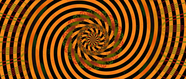 Neon Tonnel Oranje Swart Spiraal Werwel 21:9 Ultrawyd 60fps Skermbewaarder VJLoops