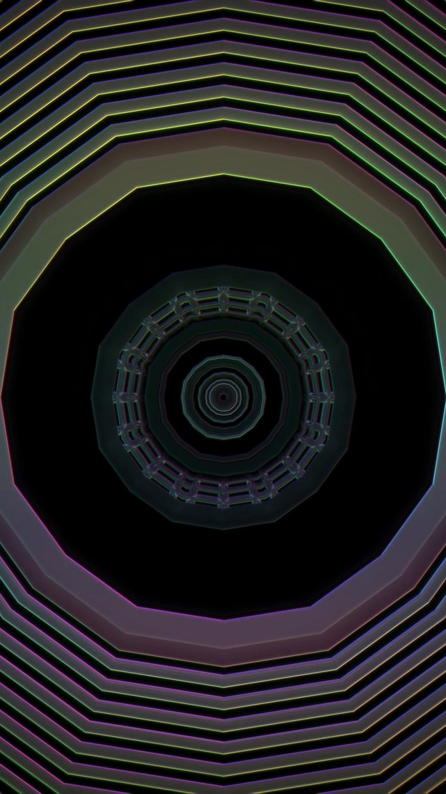 Octagonal Neon Tunnel Vortex 9:16 Reels 60fps Screensaver Loop