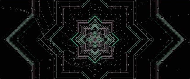 Blougroen Geometriese Neon Tonnel Skermbewaarder 60fps 2.39:1 Cinemascope VJ Lus