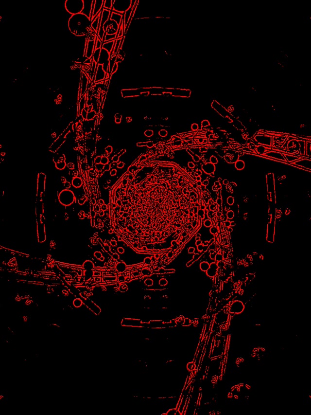 Neon Tonnel Rooi Agtkant Draaikolk VJ Loop 3:4 iPad Portret 60fps Skermbewaarder