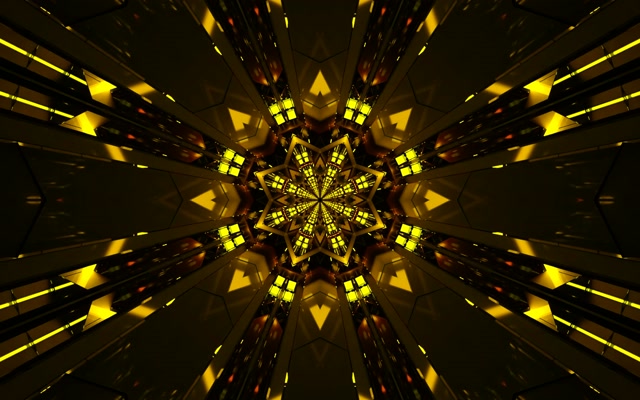 Goue Ster Kaleidoskoop Neon Tonnel VJ Loop 16:10 Macbook 60fps Skermbewaarder