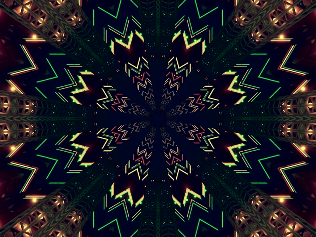 Neon Tonnel Kaleidoskoop Groen Skermbeskermer 4:3 Klassiek 60fps VJ Loop