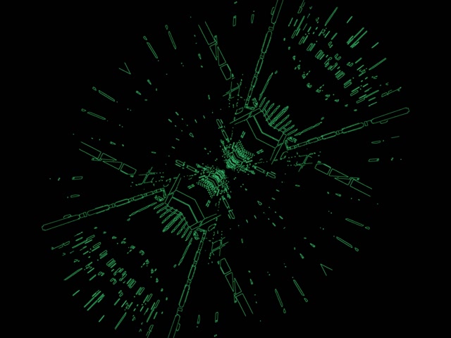 Neon Tunnel Green Circuit Burst VJ Loop 60fps 4:3 Classic Screensaver