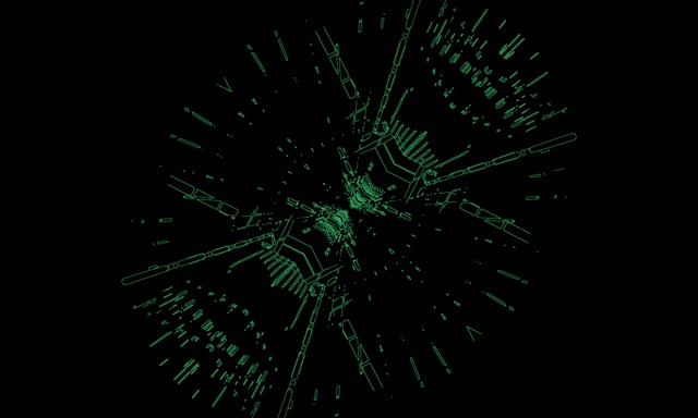 Neon Tonnel Groen Stroombaan Bars VJLoops 5:3 Wyd 60fps Skermbespaarder