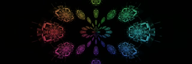 Neon Tonnel Reënboog Kaleidoskoop VJLoops 3:1 Drievoudig Wyd 60fps Skermbespaarder