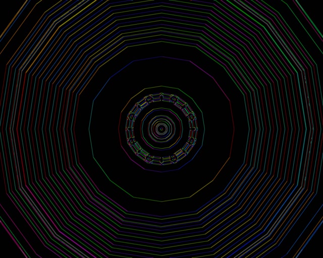 Neon Tonnel Reënboog Tienhoek Draaikolk Skermbespaarder 60fps 5:4 industrieel VJLoops