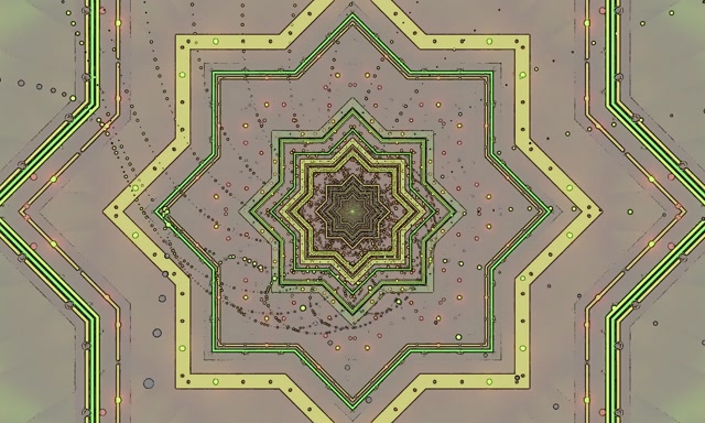 Neon Tonnel Groen Ster Fraktaal Skermbewaarder 5:3 Wyd 60fps VJ Lus