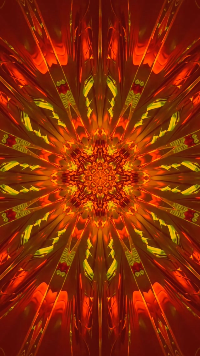 9:16 Reels 60fps Rooi Oranje Fraktale Ster Neon Tonnel Skermbewaarder Lewendige Muurpapier