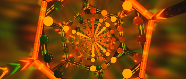 Neon Tonnel Oranje Groen Bolletjies 21:9 Ultrawide 60fps Skermbespaarder VJLoops