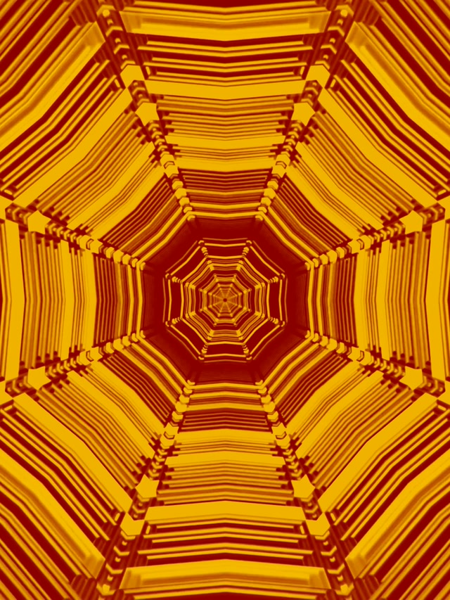 Neon Tonnel Amber Oktagoon Werwelwind VJLoops 60fps 3:4 iPad Portret Skermbespaarder