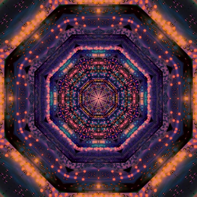Neon Tonnel Agthoek Kaleidoskoop VJLoops 1:1 Vierkant 60fps Skermsaver