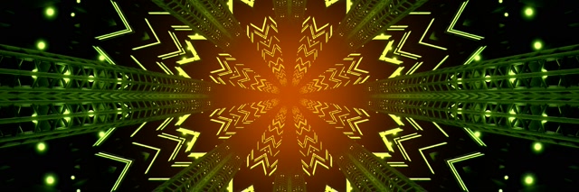 Neon Tonnel Kaleidoskoop Uitbarsting VJ Loop 3:1 Triple Wide 60fps Sluimerskerm