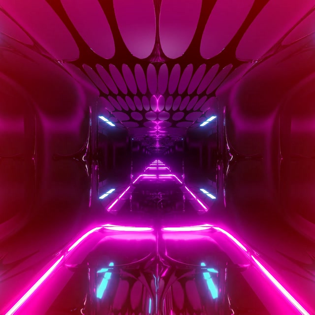 Neon Tonnel Pienk Siaan Ovaal Rooster VJ Loop 1:1 Vierkant 60fps Skermbeskermer