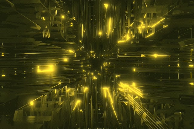 3:2 Neon Tonnel Goue Energie Straal Ontploffing Skermbewaarder 60fps Herhaalbare Video