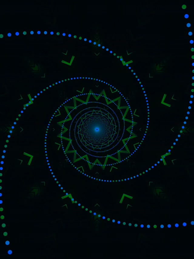 Neon Tunnel Blue Green Spiral Screensaver 3:4 iPad Portrait 60fps VJ Loop