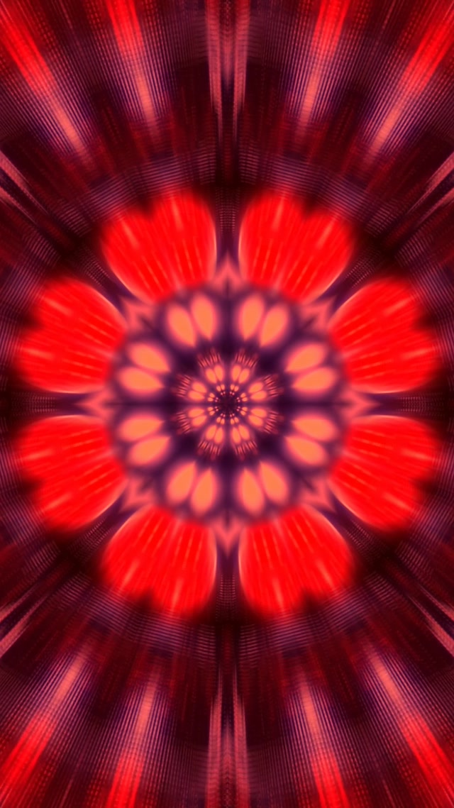 Neon Tunnel Red Fractal Kaleidoscope Burst Vj Loop 9:16 Reels 60fps Screensaver