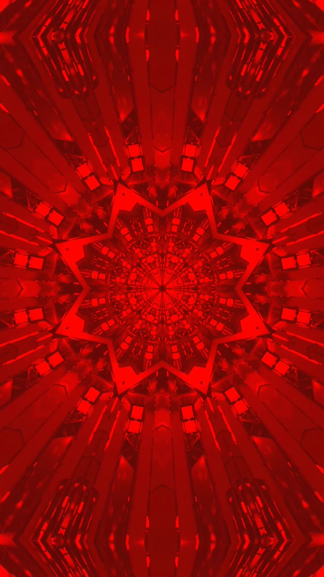 نفق نيون نجمة كسرية حمراء VJ Loop 9:16 Reels 60fps حافظة شاشة