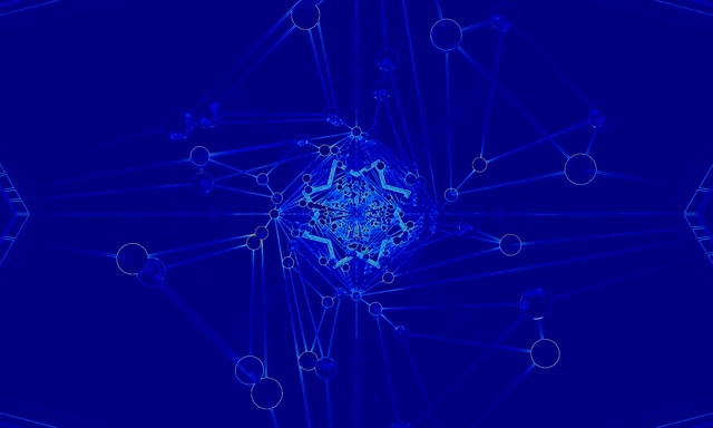 شاشة توقف نفق نيون أزرق شبكة 5:3 عريض 60fps VJ Loop