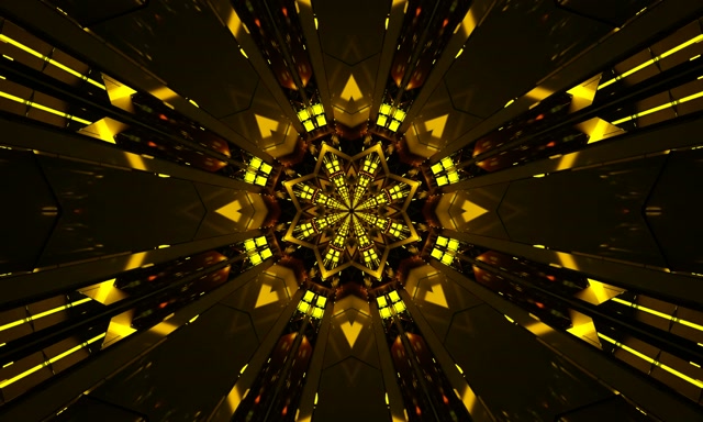 Vj loop نفق النيون النجمة الذهبية كاليدوسكوب 5:3 عريض 60fps حافظة شاشة