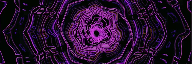 شاشة توقف نفق نيون بنفسجي 3:1 عريض ثلاثي 60fps VJ Loop كمبيوتر