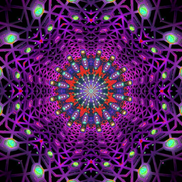 Neon Tunnel Fractal Kaleidoscope Vj Loop 1:1 Square 60fps Screensaver