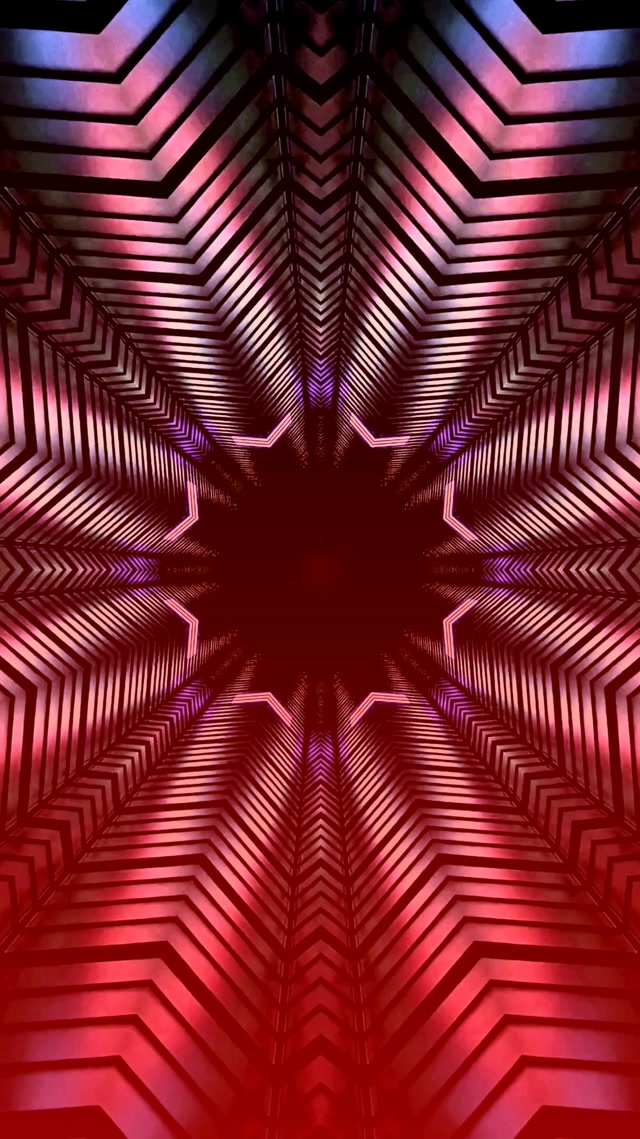 Neon Tunnel Zigzag Star Vortex VJ Loop 9:16 Reels 60fps Screensaver
