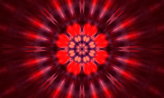 Neon Tunnel Red Kaleidoscope Flower Burst VJ Loop 5:3 Wide 60fps Screensaver