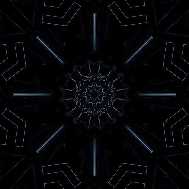 Неонов Тунел Тъмносина Снежинка Калейдоскоп VJ Loop 1:1 Square 60fps Скрийнсейвър