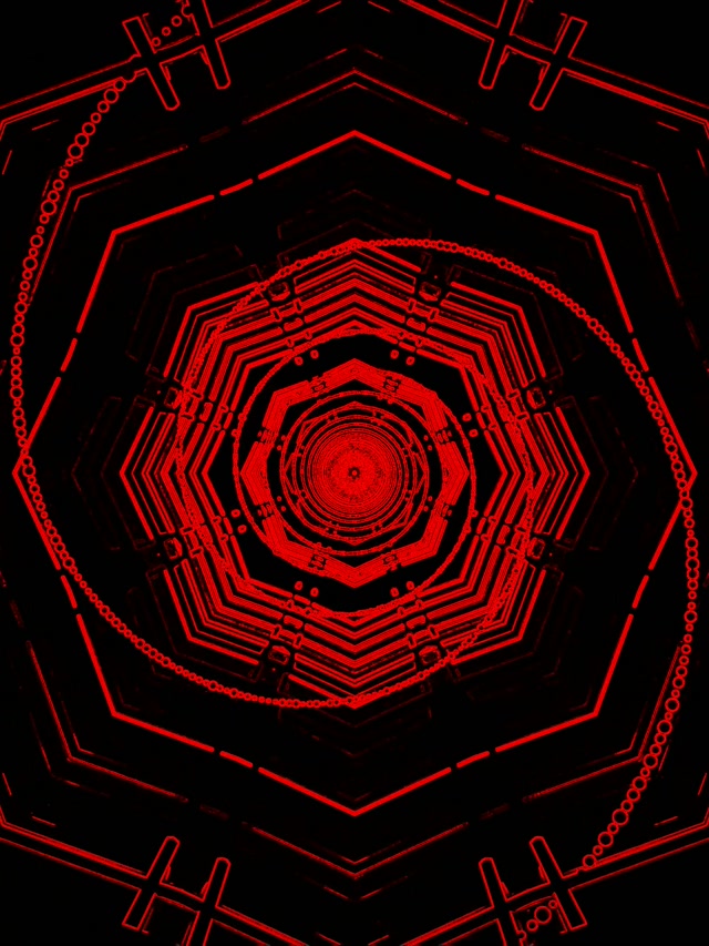 Red Neon Tunnel Hexagon Vortex 3:4 iPad Portrait 60fps Screensaver VJ Loop