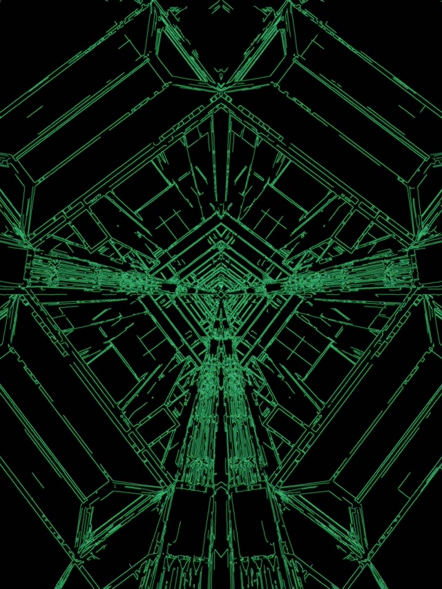 Зелен Неон Тунел Скрийнсейвър 3:4 iPad Portrait 60fps Vj Loop