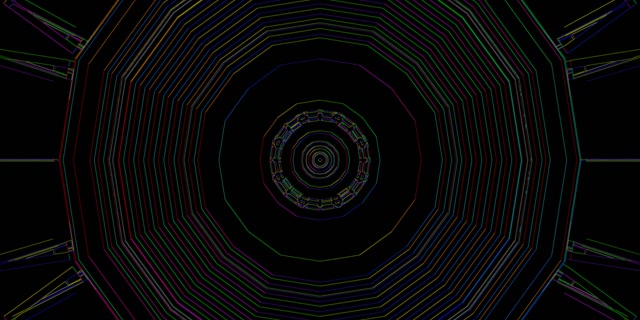 Неонов Тунел Осмоъгълен Вихър VJ Loop 2:1 Univisium 60fps Скрийнсейвър